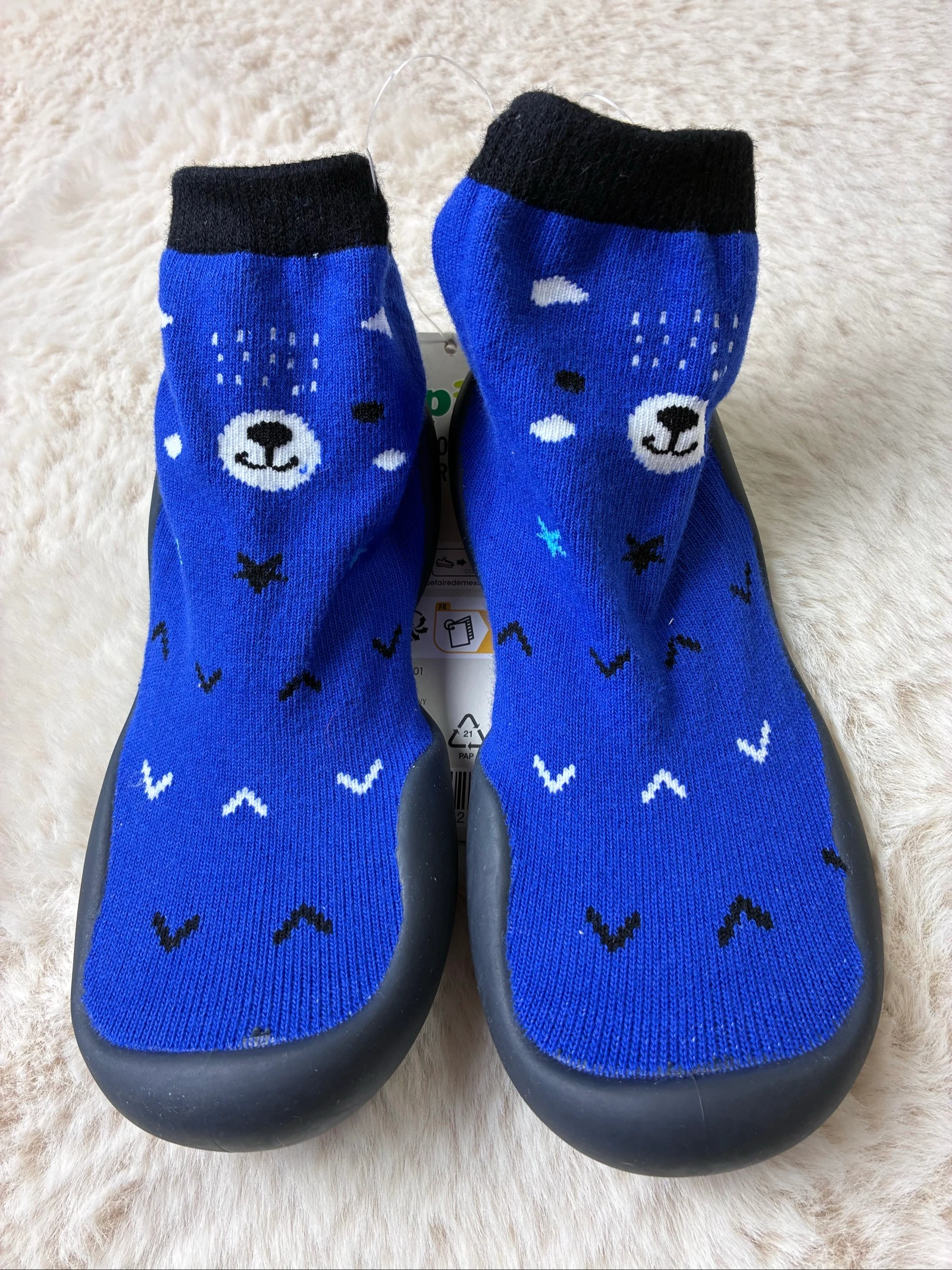 Chaussons / Chaussures de parc souples bleus - Motif Ours (T. 24/25)